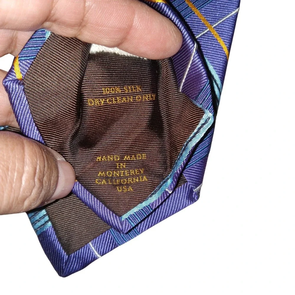 Robert Talbott Best of Class Purple Plaid Silk Tie Hand Made Monterey California